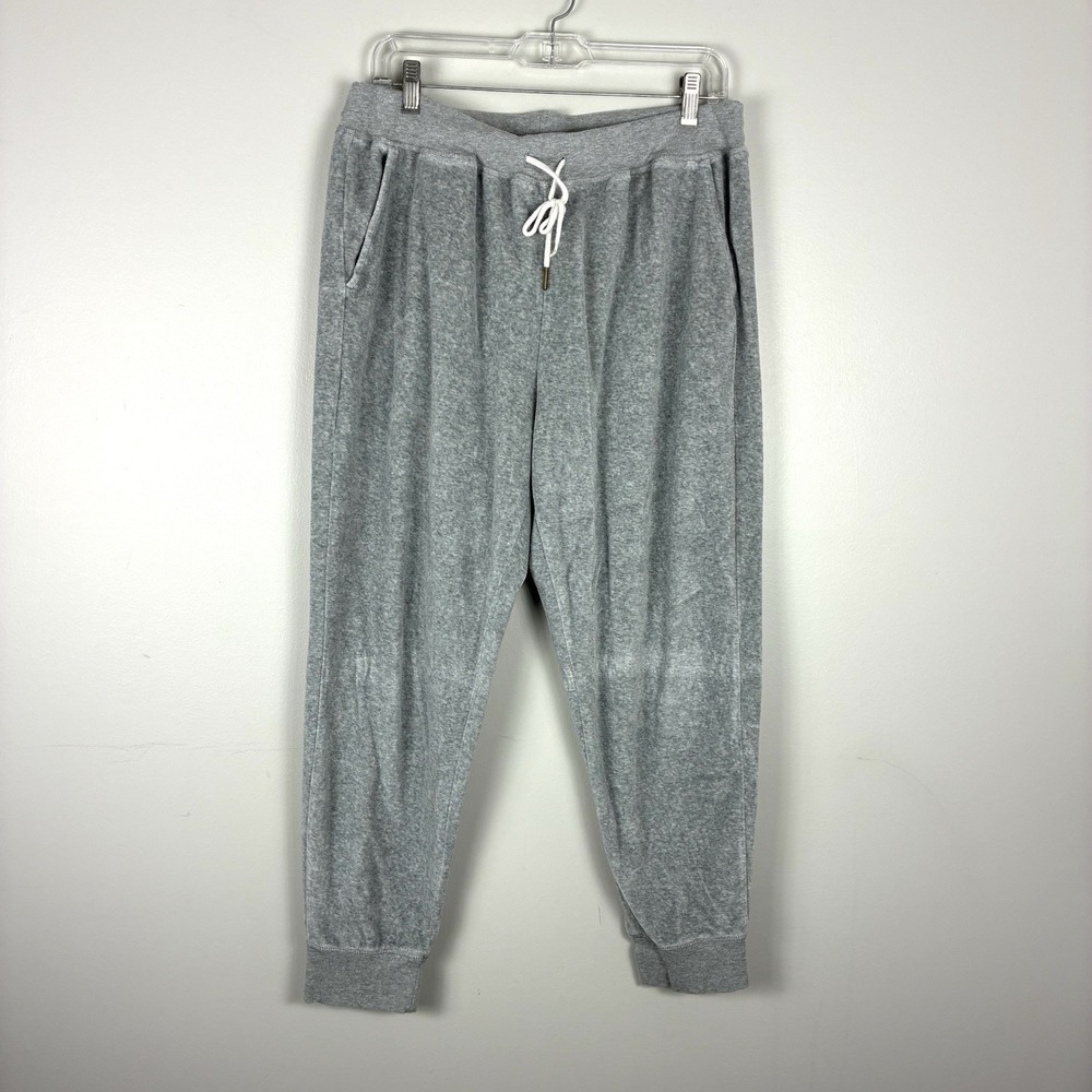 J Crew Relaxed Velour Sweatpants  Gray Velvet Lounge Pockets Large Women L